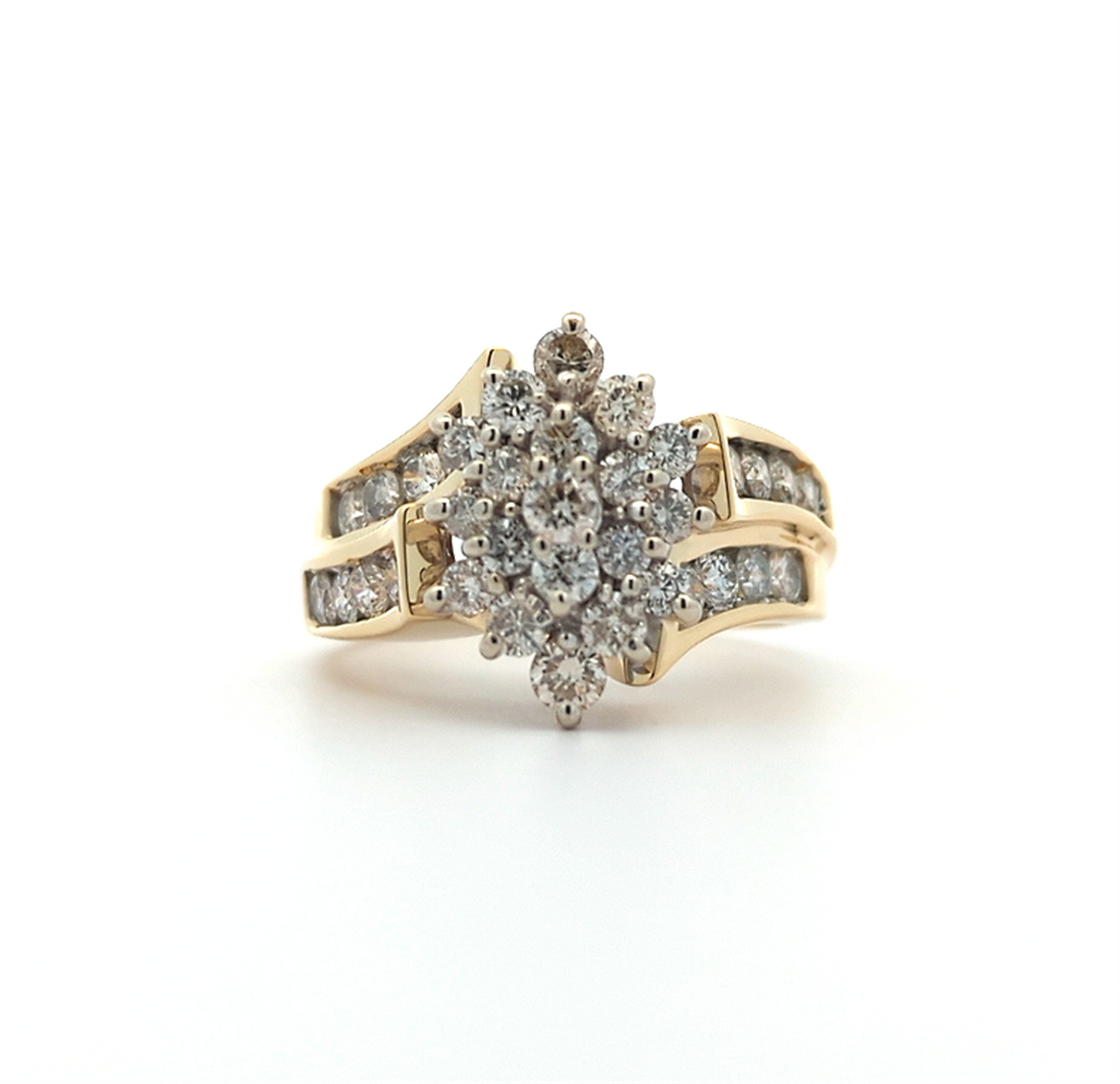 14KT Yellow and White Gold 1.50ctw Diamond Estate Cluster Ring