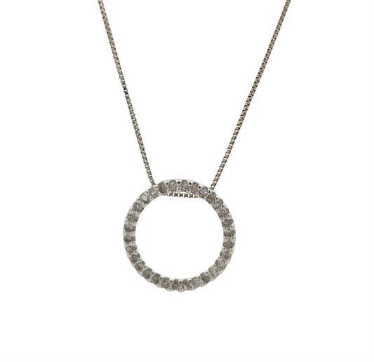 10KT White Gold Diamond 17" Estate Necklace