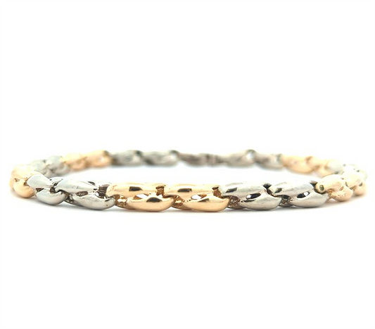 10KT Yellow and White Gold 9.25" Estate Bracelet