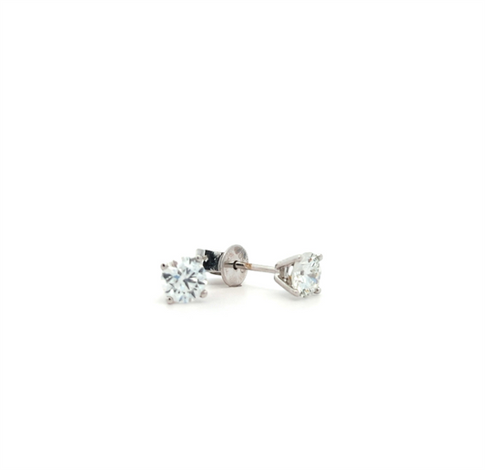 18KT White Gold 0.88ctw Diamond Estate Stud Earrings