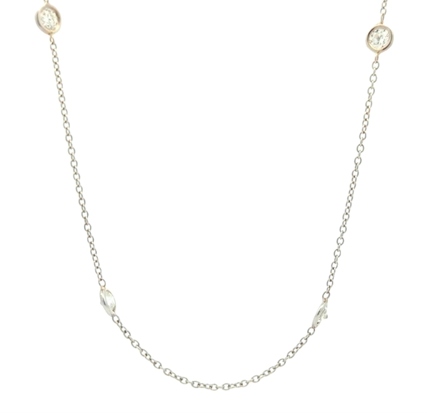 14KT White Gold 1.60ctw Diamond by the Yard Estate Necklace