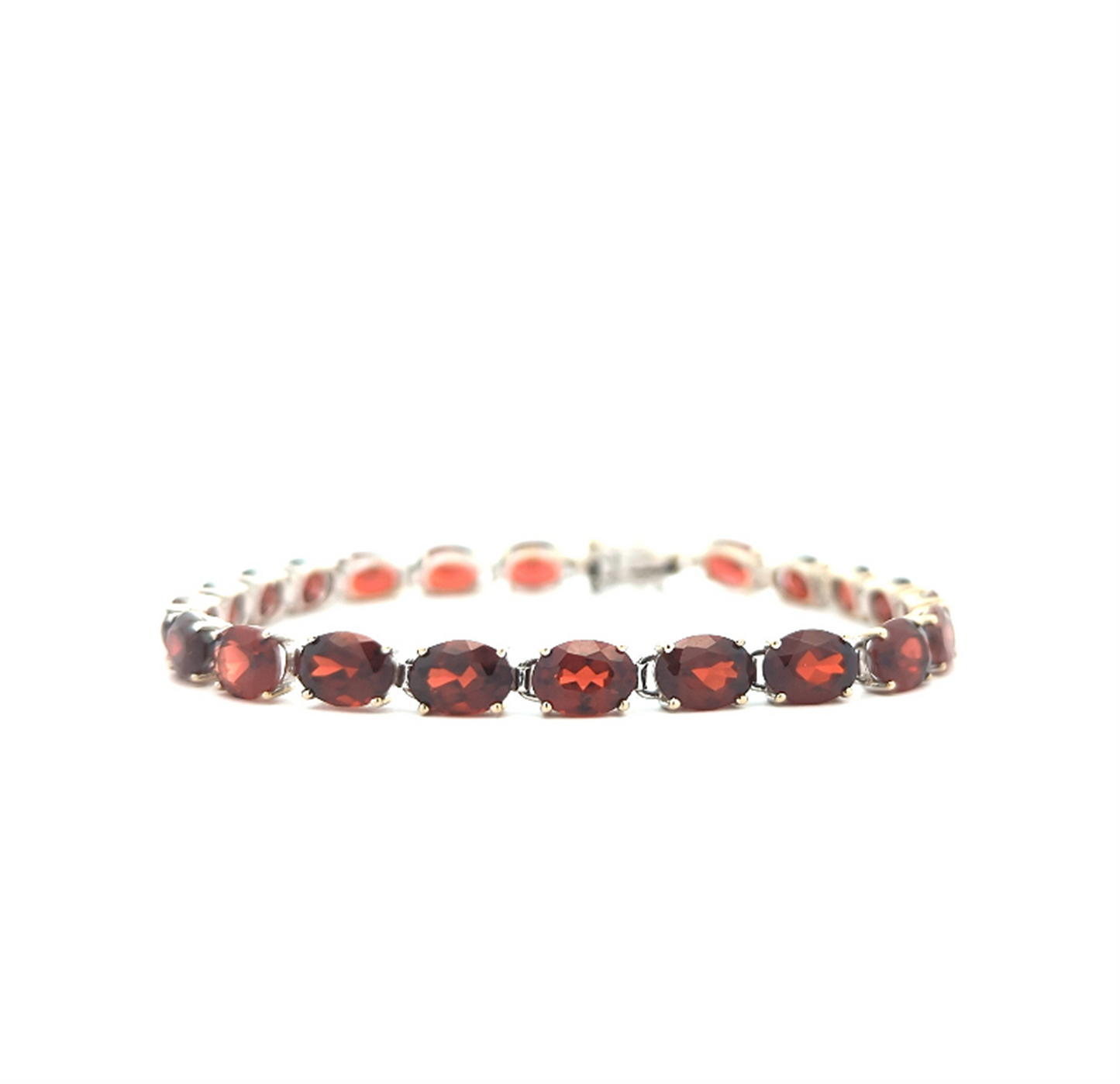 14KT White Gold Natural Almandite Garnet Estate 7" Bracelet