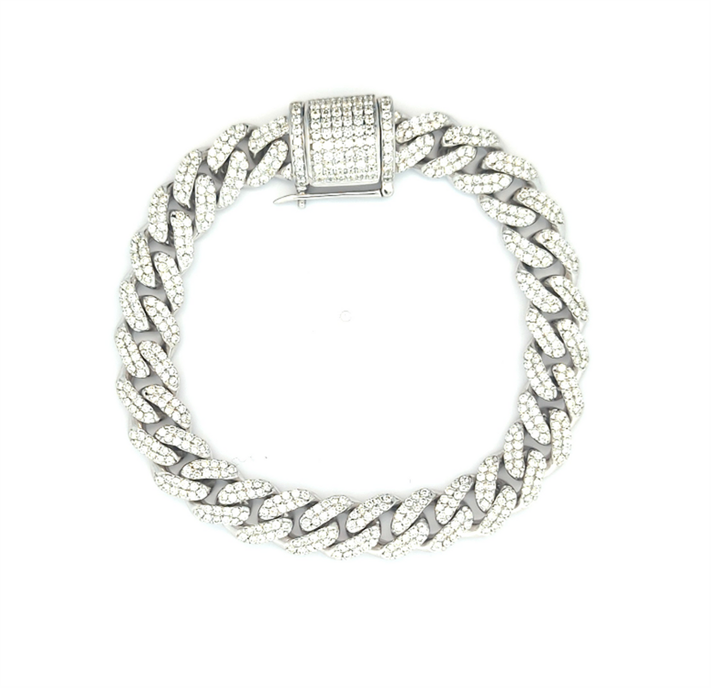 10KT White Gold 3.00ctw Diamond Estate 7.5" Cuban Link Bracelet