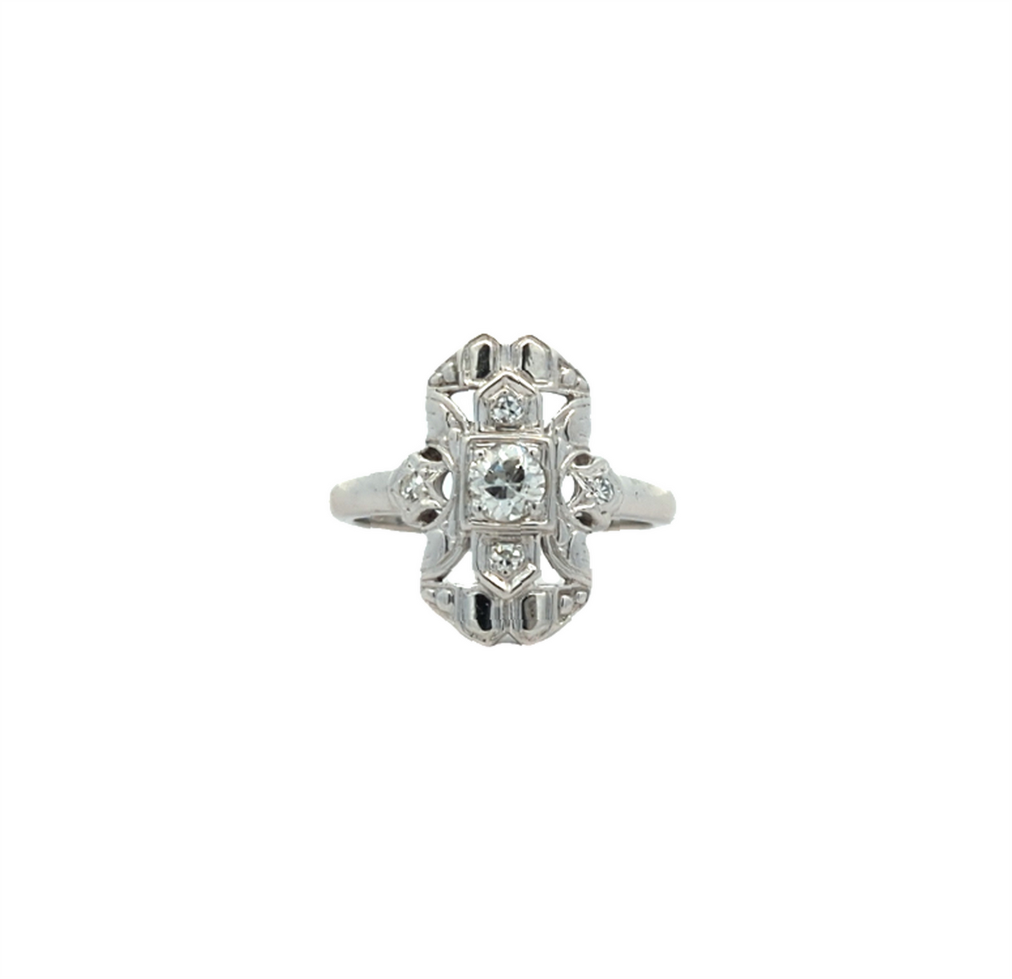 18KT White Gold 0.28ctw Diamond Estate Cluster Ring