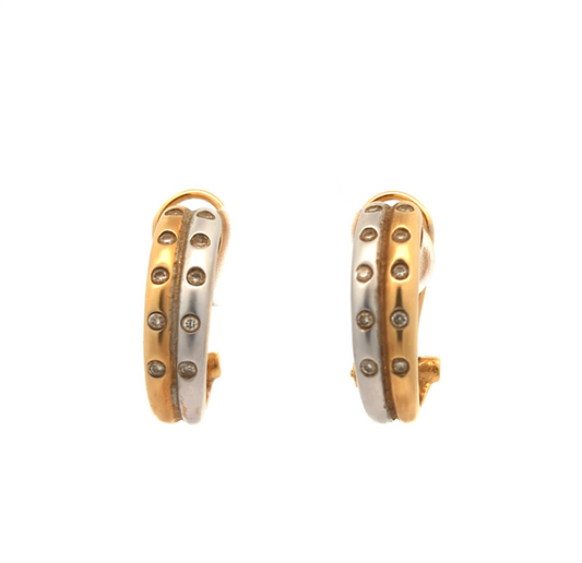 14KT Yellow and White Gold 0.21ctw Diamond Estate Huggie Earrings