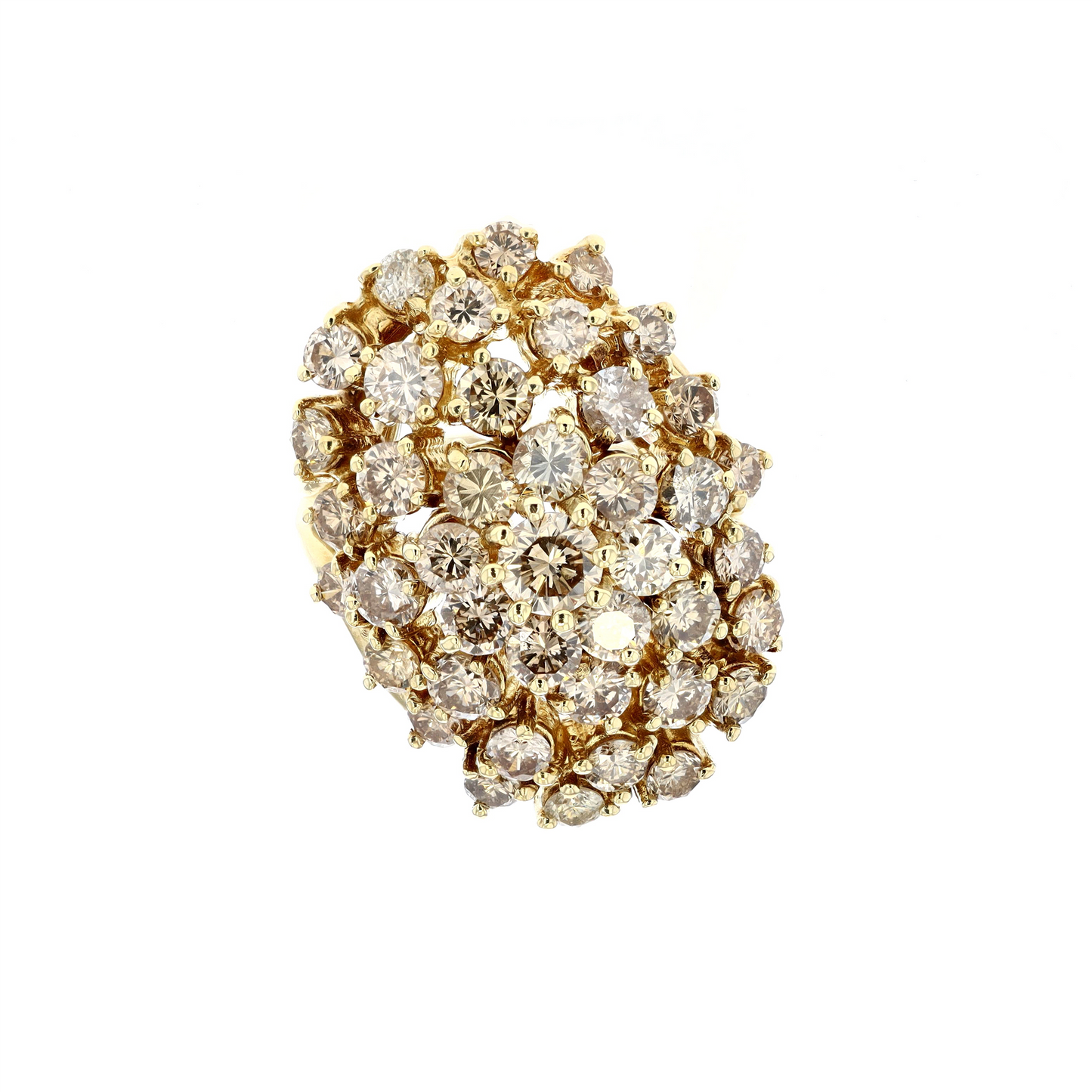 18KT Yellow Gold 5.27ctw Diamond Cluster Estate Ring