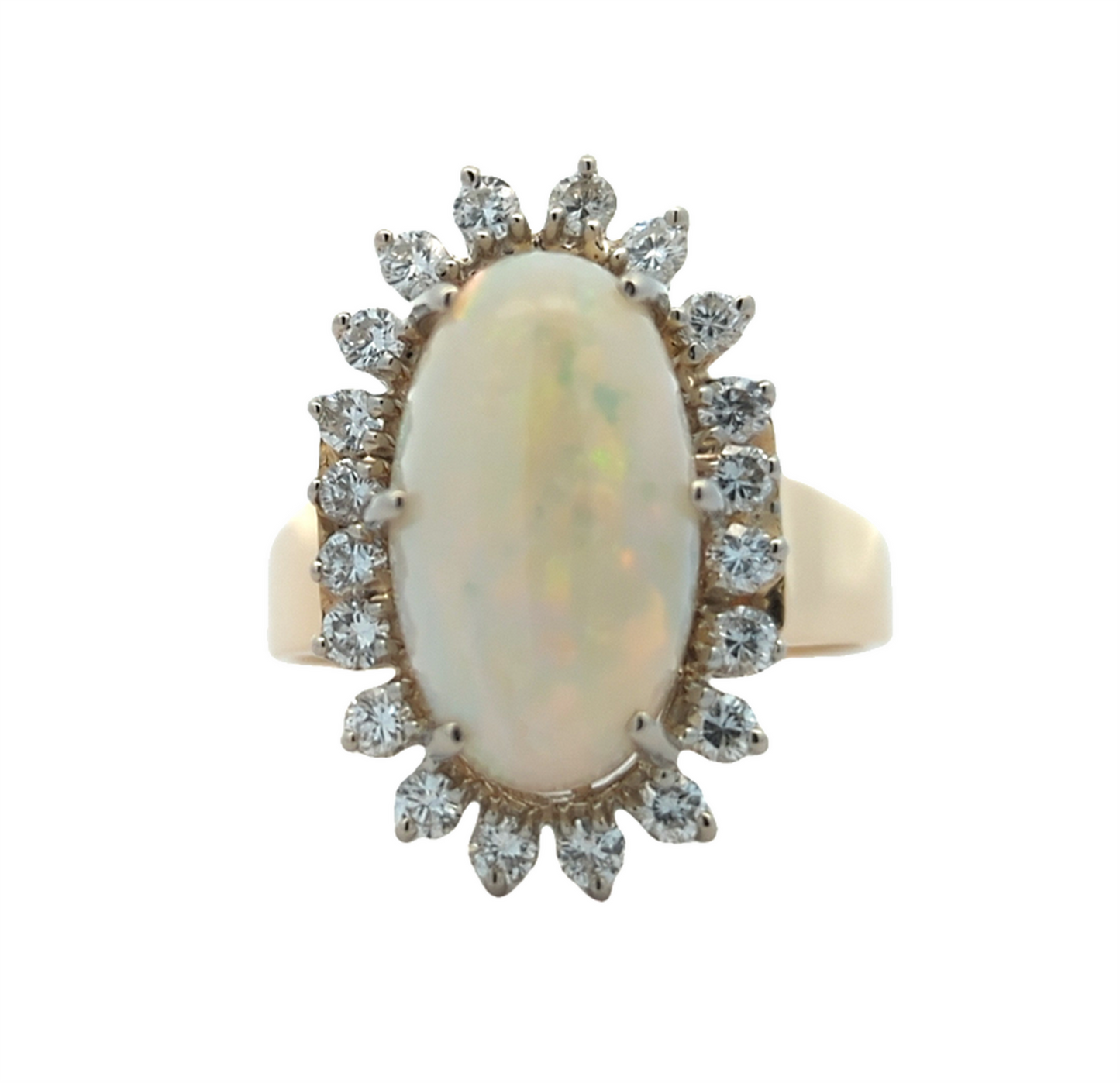 14-18KT Yellow and White Gold Opal and 0.61ctw Diamond Estate Ring