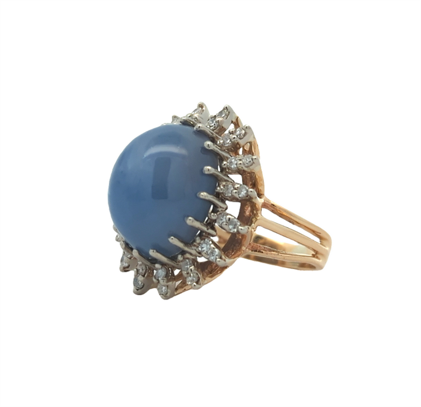 14KT Yellow and White Gold Natural Blue Star Sapphire and 0.34ctw Diamond Estate Ring