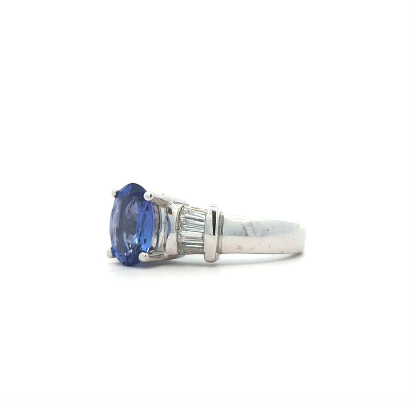 14KT White Gold Natural Tanzanite and 0.28ctw Diamond Estate Ring