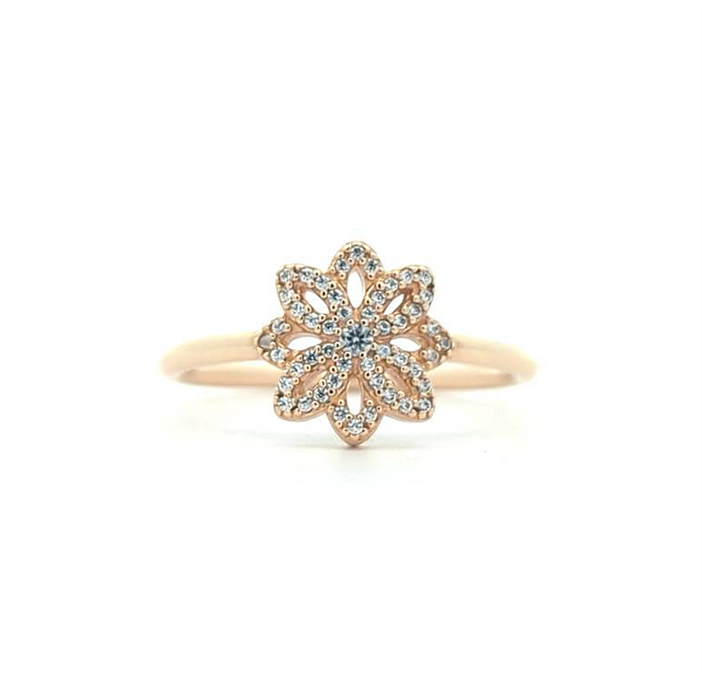 14KT Yellow Gold CZ Snowflake Estate Ring