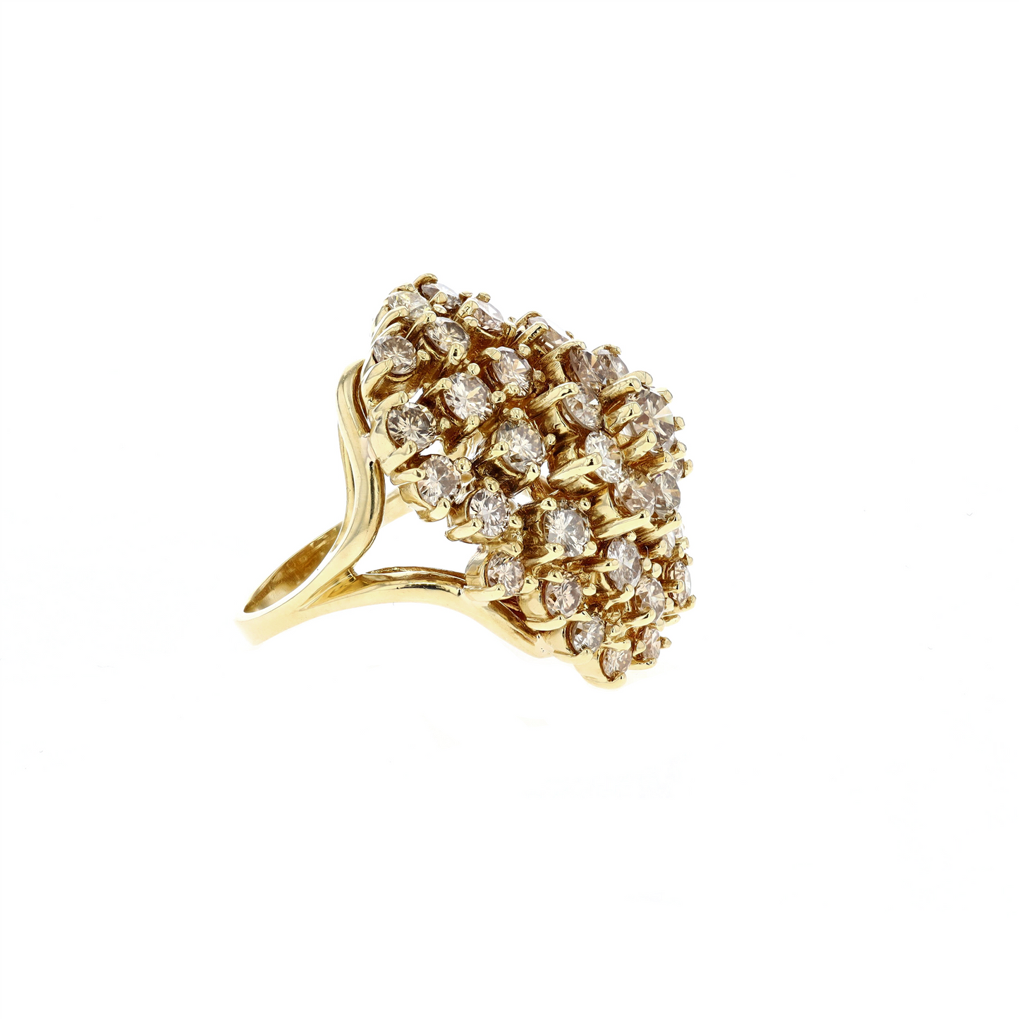 18KT Yellow Gold 5.27ctw Diamond Cluster Estate Ring