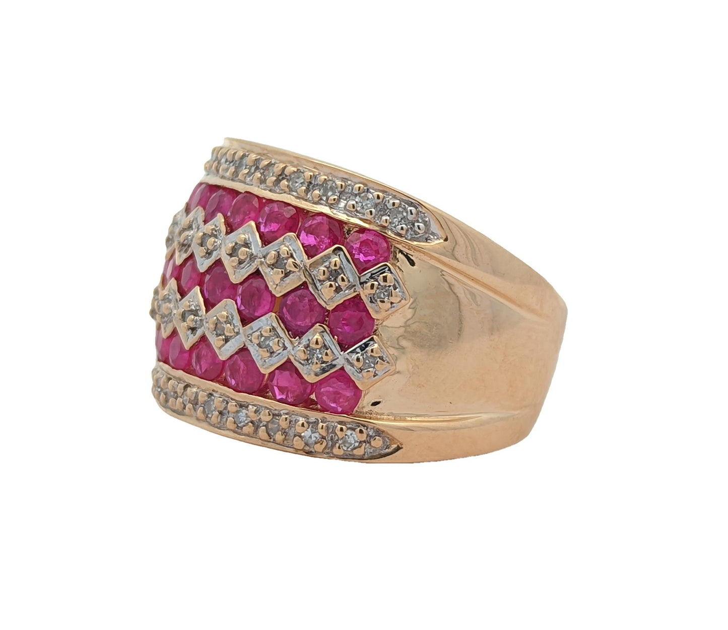 14KT Yellow Gold Natural Ruby and 0.17ctw Diamond Estate Ring