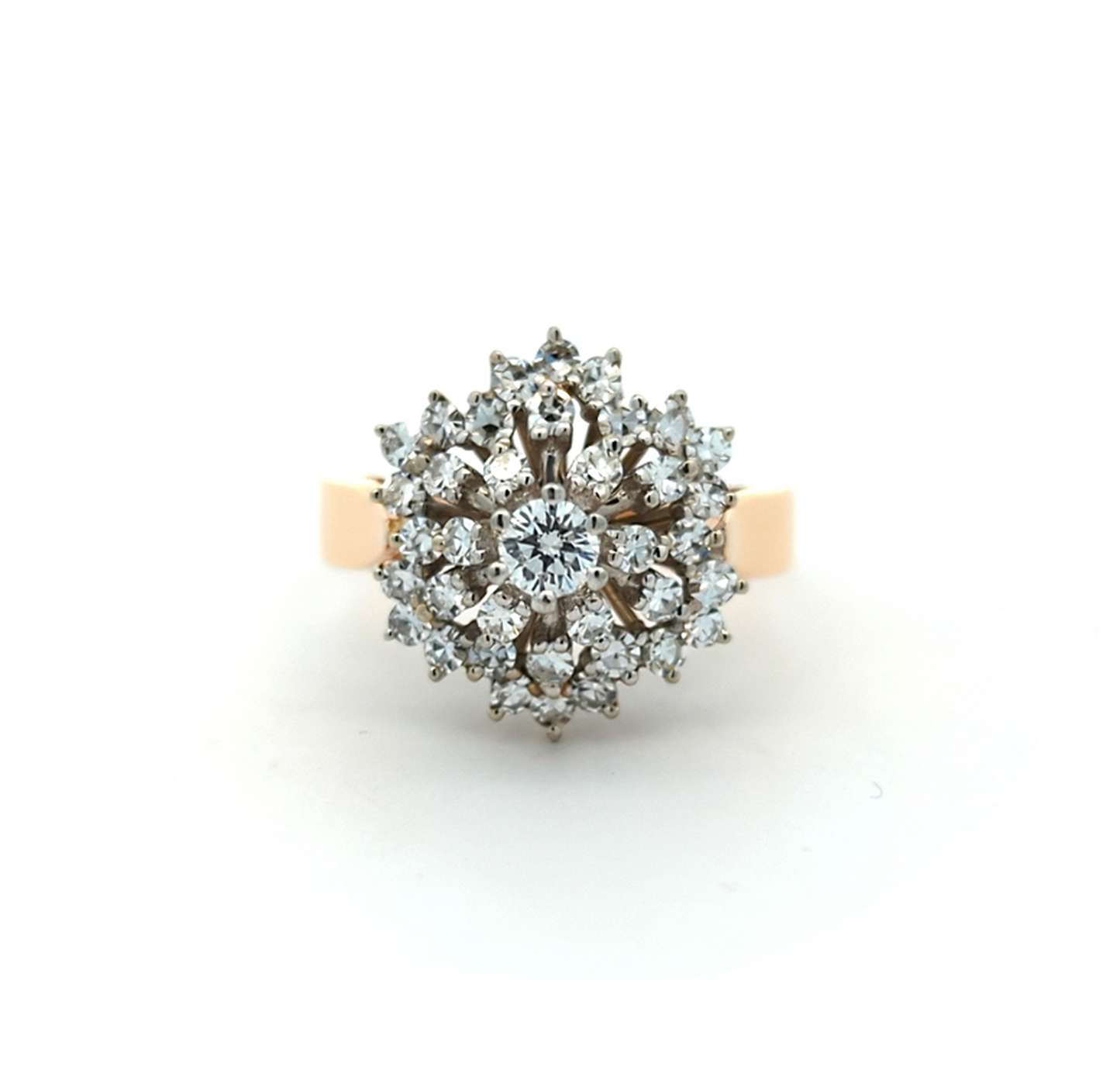 14KT Yellow and White Gold 0.85ctw Diamond Estate Cluster Ring