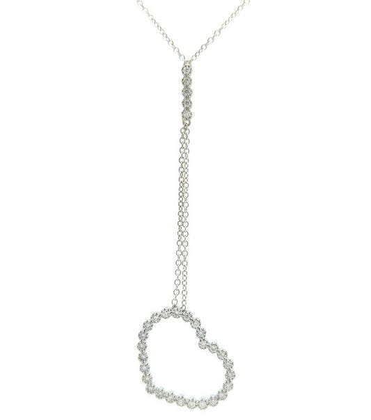 18KT White Gold 0.60ctw Diamond Estate Heart Necklace