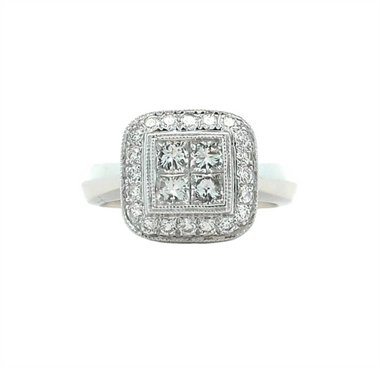 14KT White Gold 1.00ctw Diamond Estate Engagement Ring