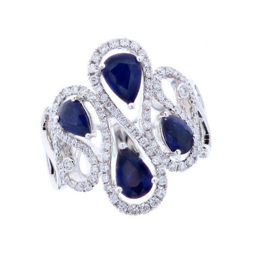 18KT White Gold Natural Blue Sapphire and 0.75ctw Diamond Estate Ring