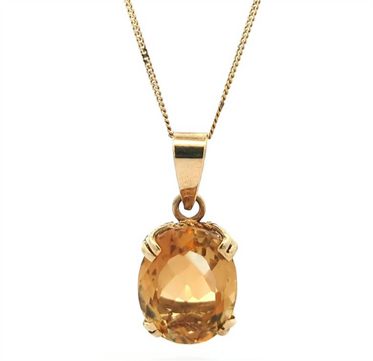 14KT Yellow Gold Citrine 17" Estate Necklace