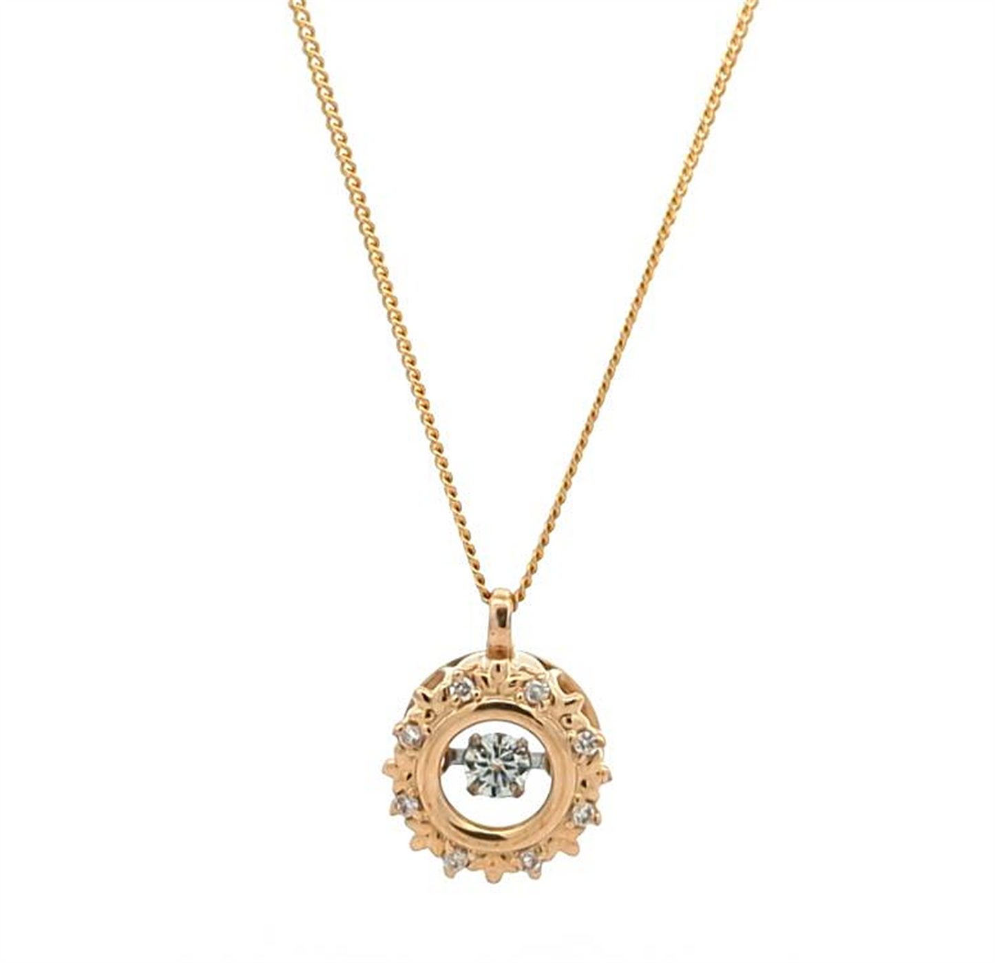 10KT Yellow Gold 0.10ctw Diamond 18" Estate Necklace