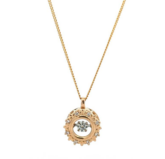 10KT Yellow Gold 0.10ctw Diamond 18" Estate Necklace