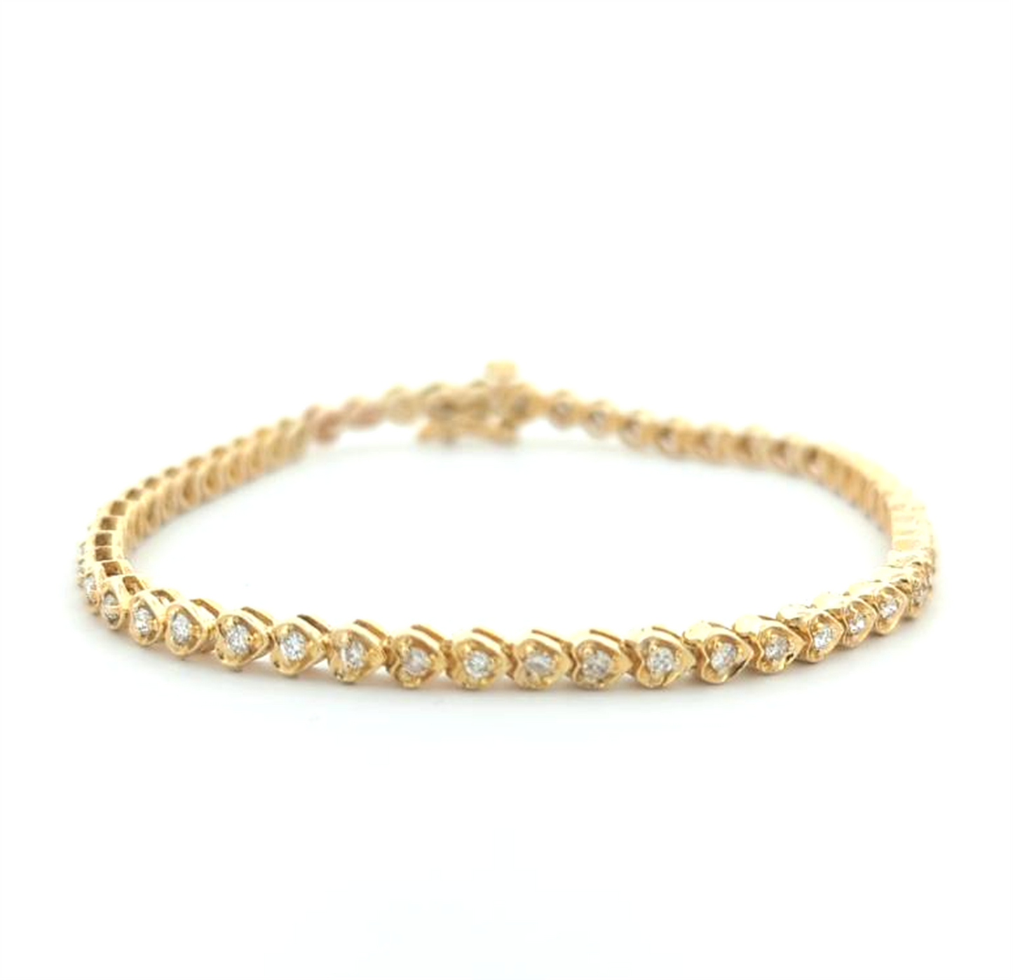 14KT Yellow Gold 1.00ctw Diamond Estate 7.5" Tennis Bracelet