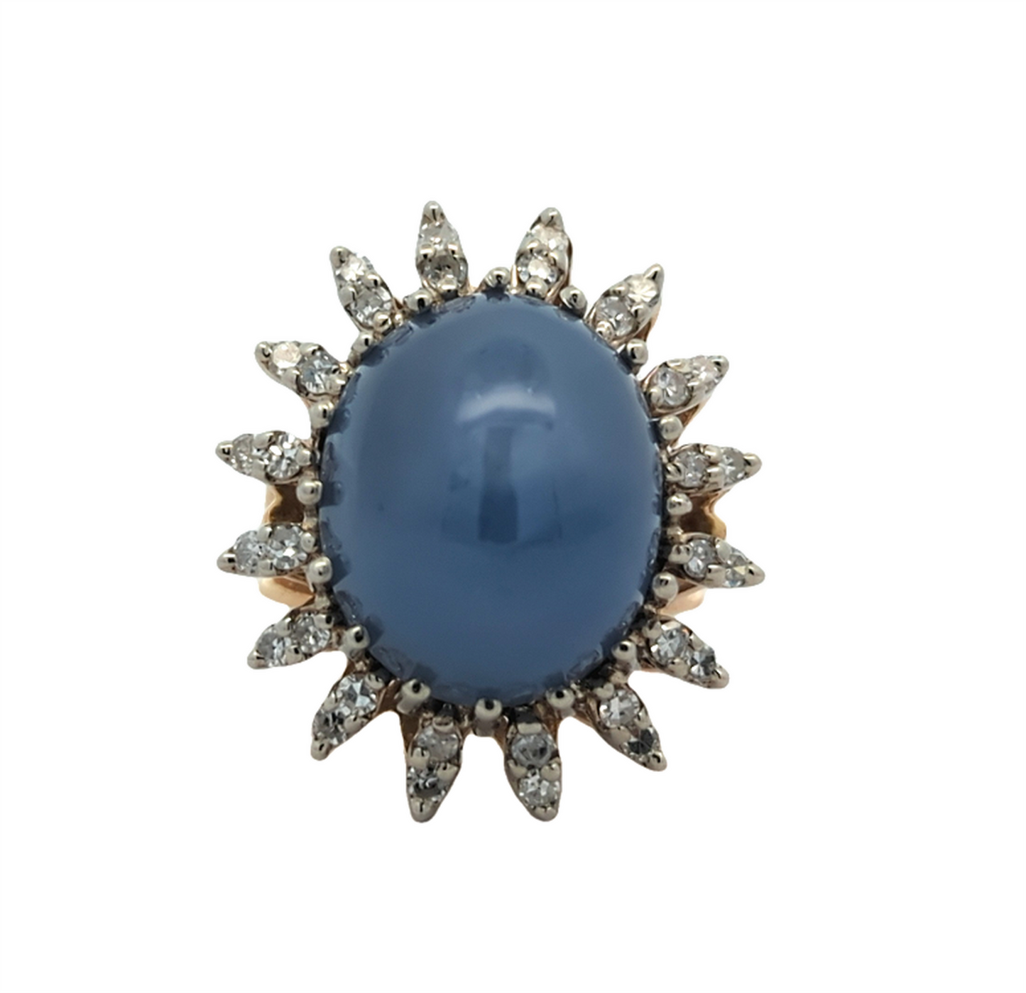 14KT Yellow and White Gold Natural Blue Star Sapphire and 0.34ctw Diamond Estate Ring