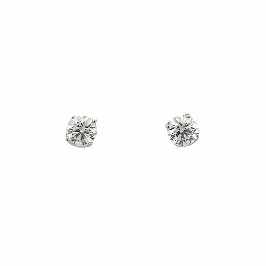 14KT White Gold Natural Blue Sapphire and 1.08ctw Diamond Estate Stud Earrings