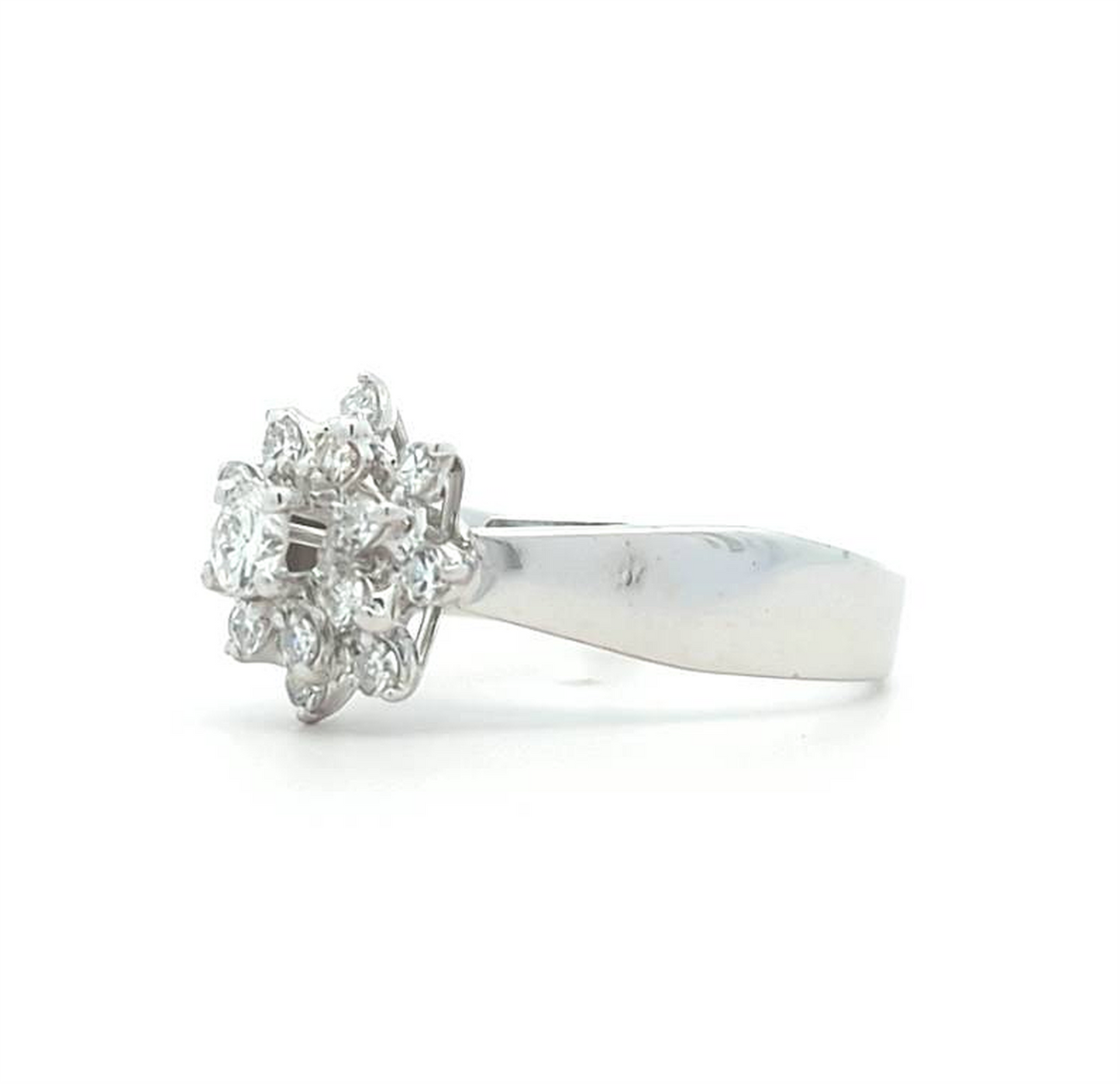 18KT White Gold 0.58ctw Diamond Estate Cluster Ring