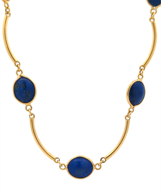 18KT Yellow Gold Natural Lapis Lazuli 20" Estate Necklace