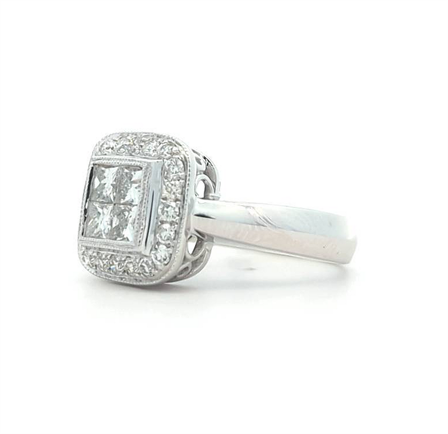 14KT White Gold 1.00ctw Diamond Estate Engagement Ring