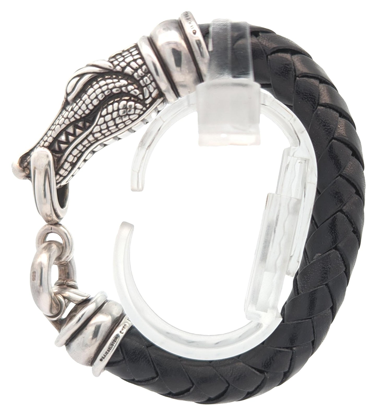 Sterling Silver and Leather "Kieselstein Cord" Crocodile Bracelet