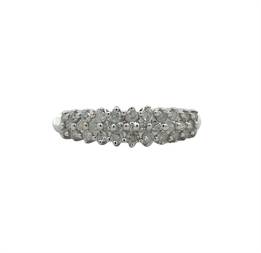 10KT White Gold 0.35ctw Diamond Estate Cluster Ring