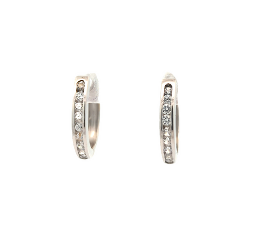 18KT White Gold 1.08ctw CZ Estate Huggie Earrings