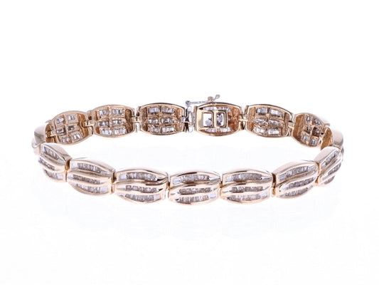 10KT Two-Tone Gold 3.02ctw Diamond 6.75" Estate Bracelet