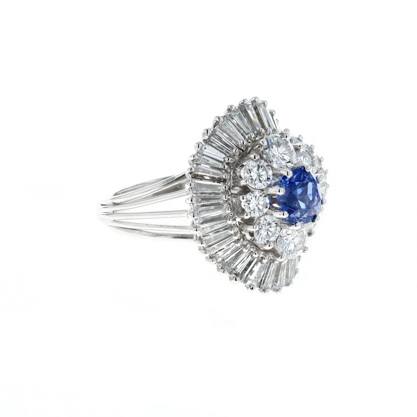 18KT White Gold Natural Blue Sapphire and 4.62ctw Diamond Estate Ring