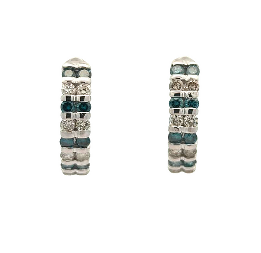 14KT White Gold 1.23ctw Diamond Estate Earrings