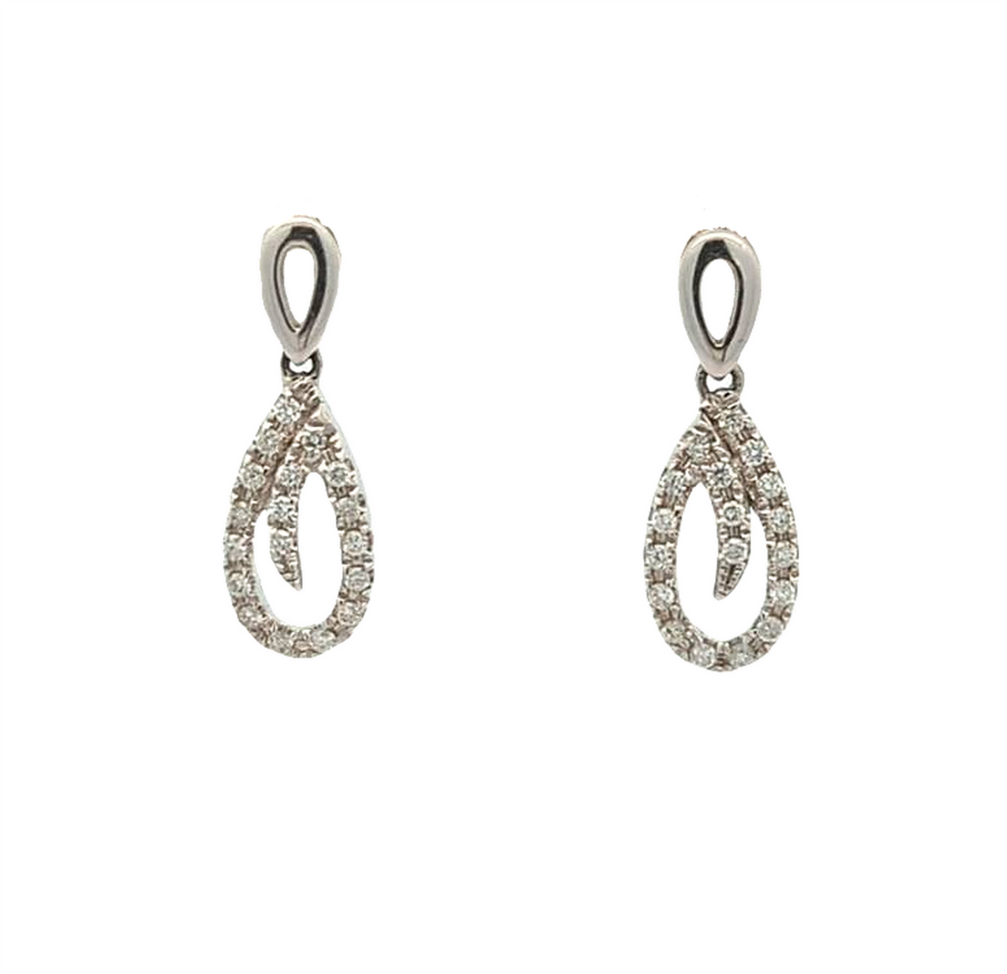 14KT White Gold 0.20ctw Diamond Drop Earrings