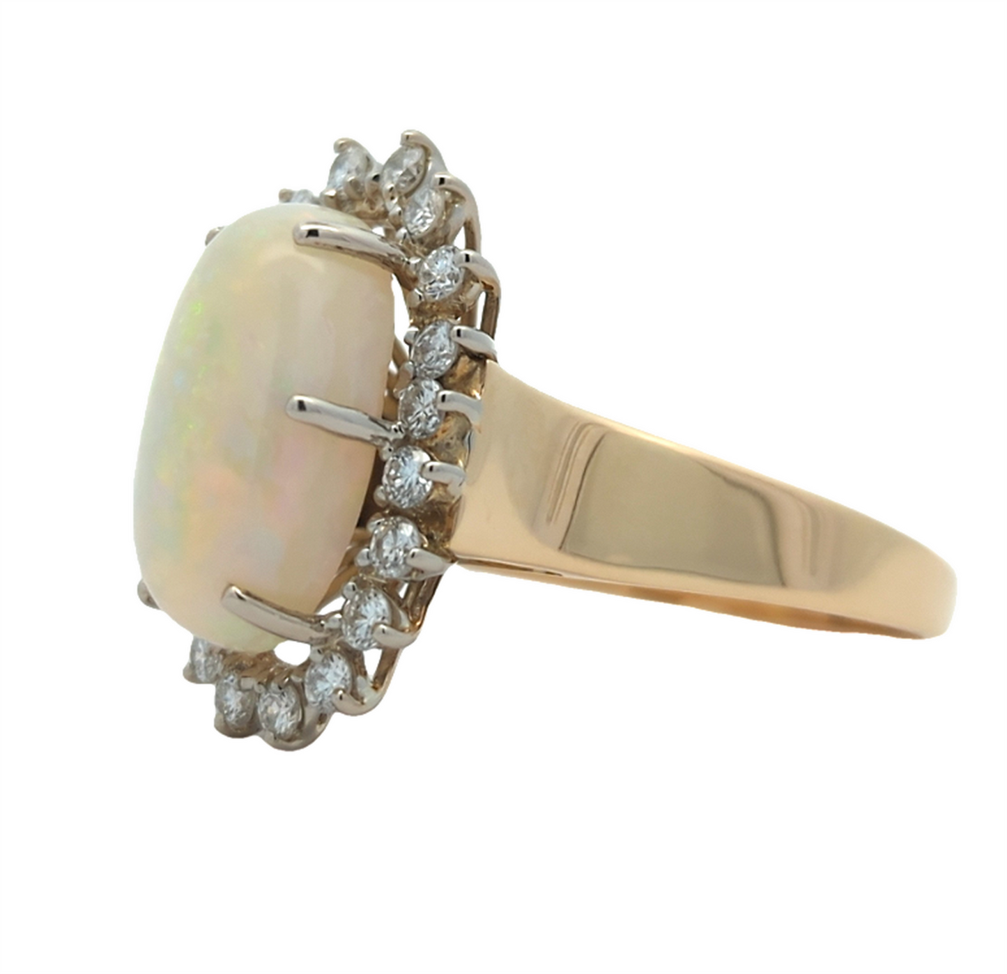 14-18KT Yellow and White Gold Opal and 0.61ctw Diamond Estate Ring