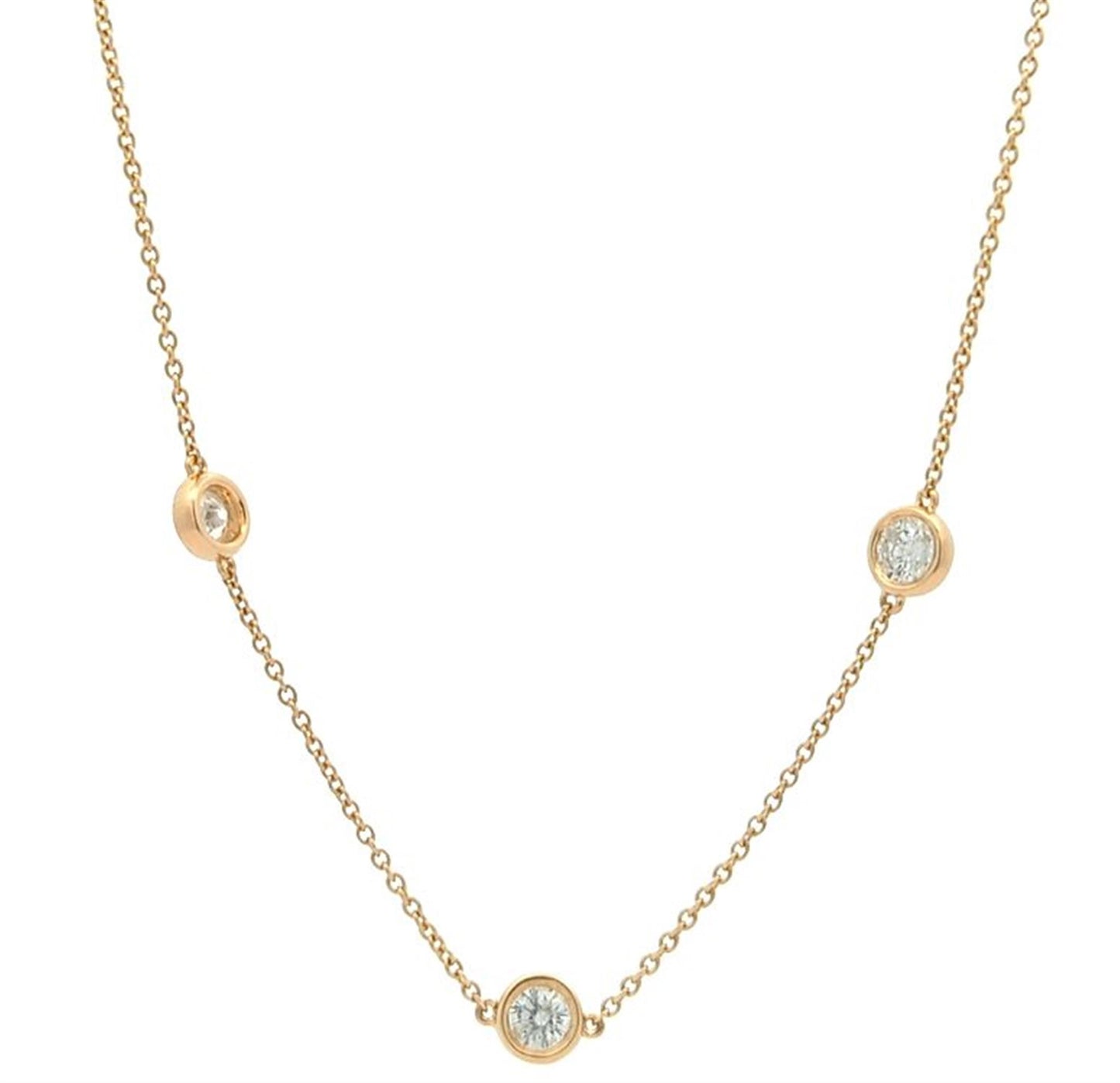 18KT Yellow Gold 4.01ctw Diamond 16" Diamond by the Yard Estate Necklace