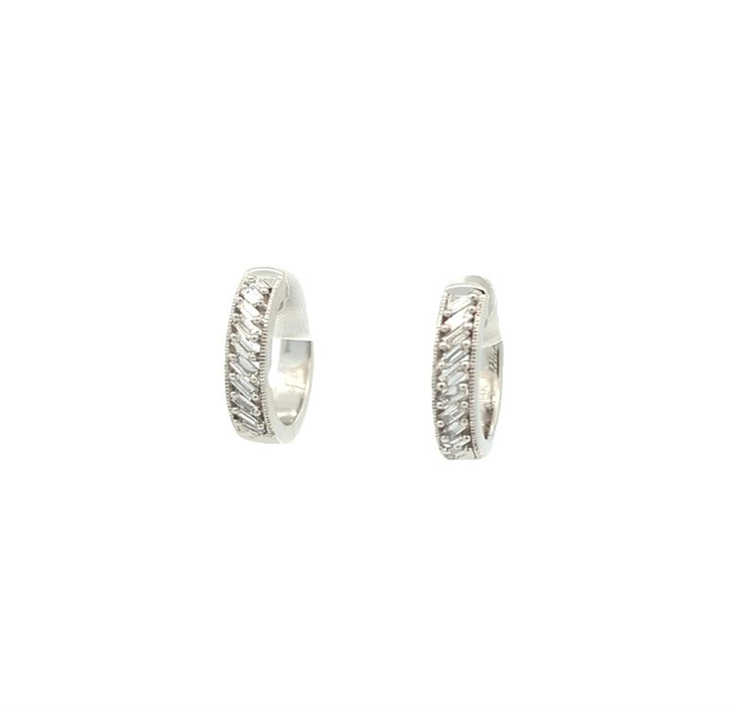 14KT White Gold 0.50ctw Diamond Estate Huggy Earrings