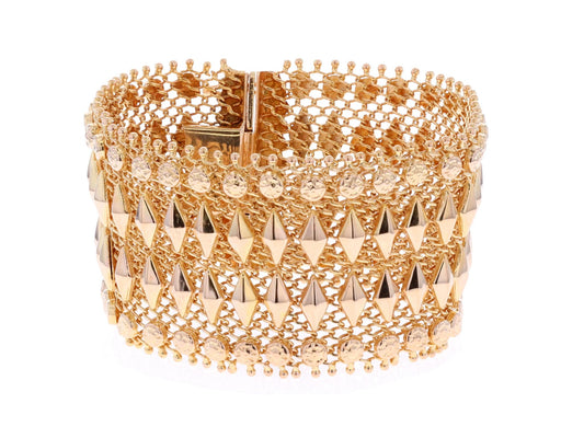 18KT Yellow Gold Cuff Design Flower Motiffe Estate Bracelet