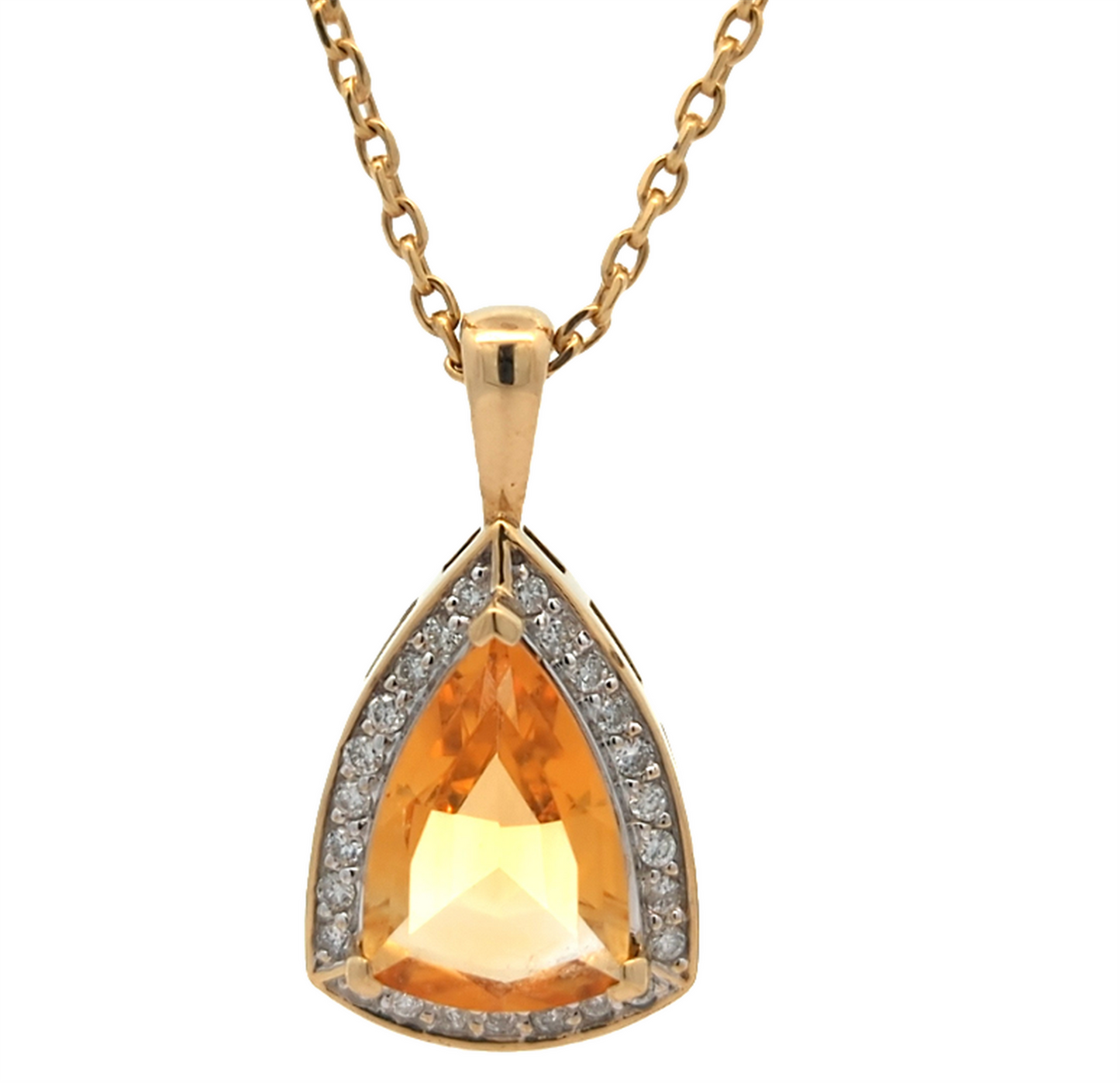 14KT Yellow and White Gold Citrine and Diamond 18" Estate Necklace