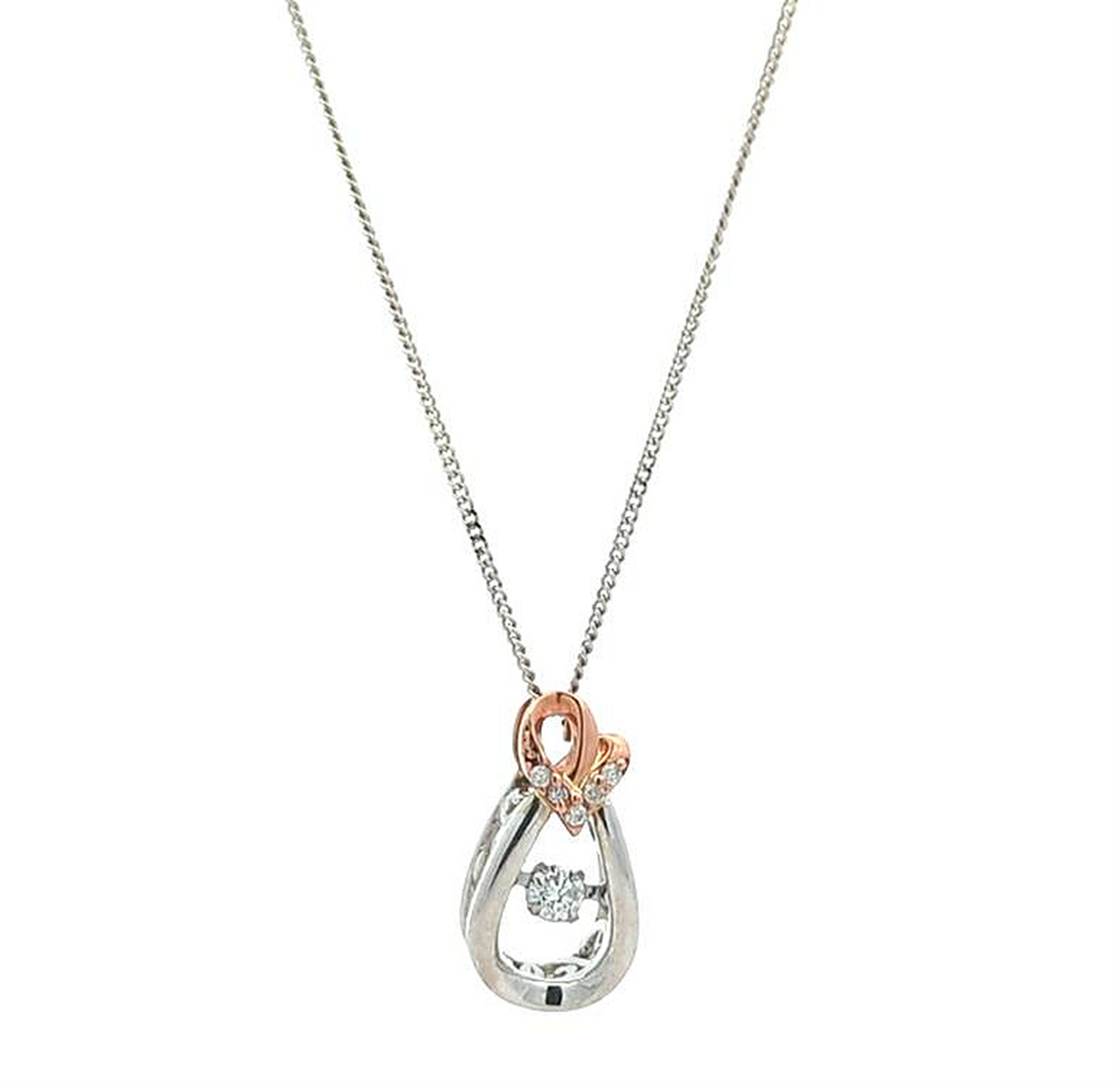 10KT White and Rose Gold 0.10ctw Diamond 18" Estate Necklace