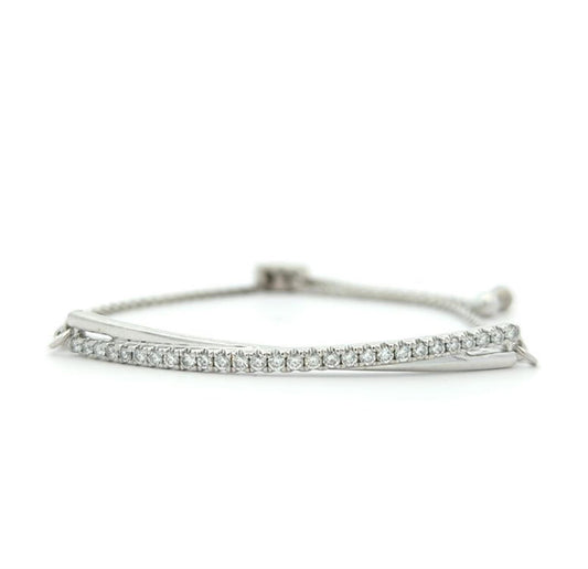 14KT White Gold 0.50ctw Diamond Estate Adjustable Bracelet