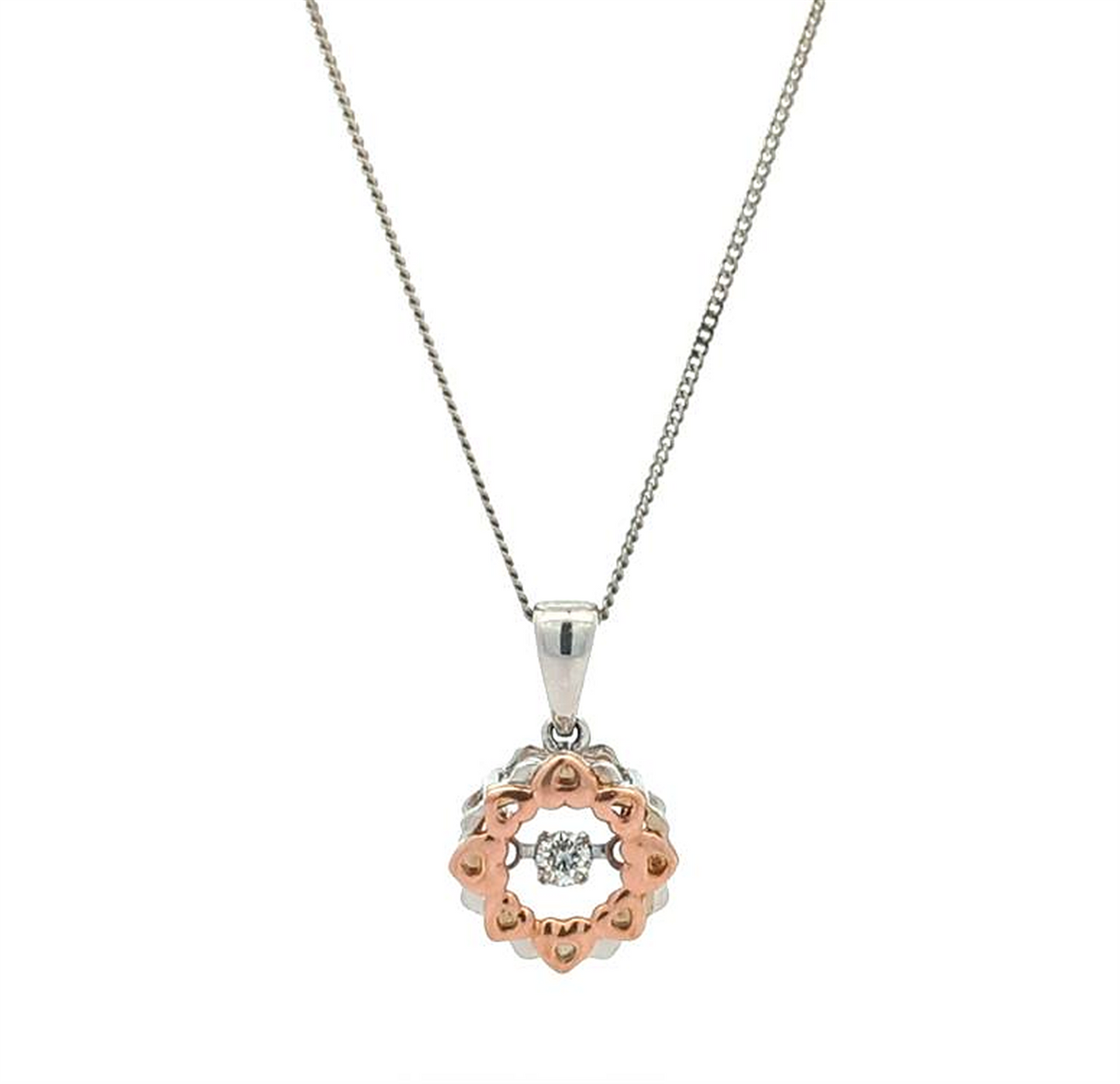 10KT White and Rose Gold 0.10ctw Diamond 18" Estate Necklace