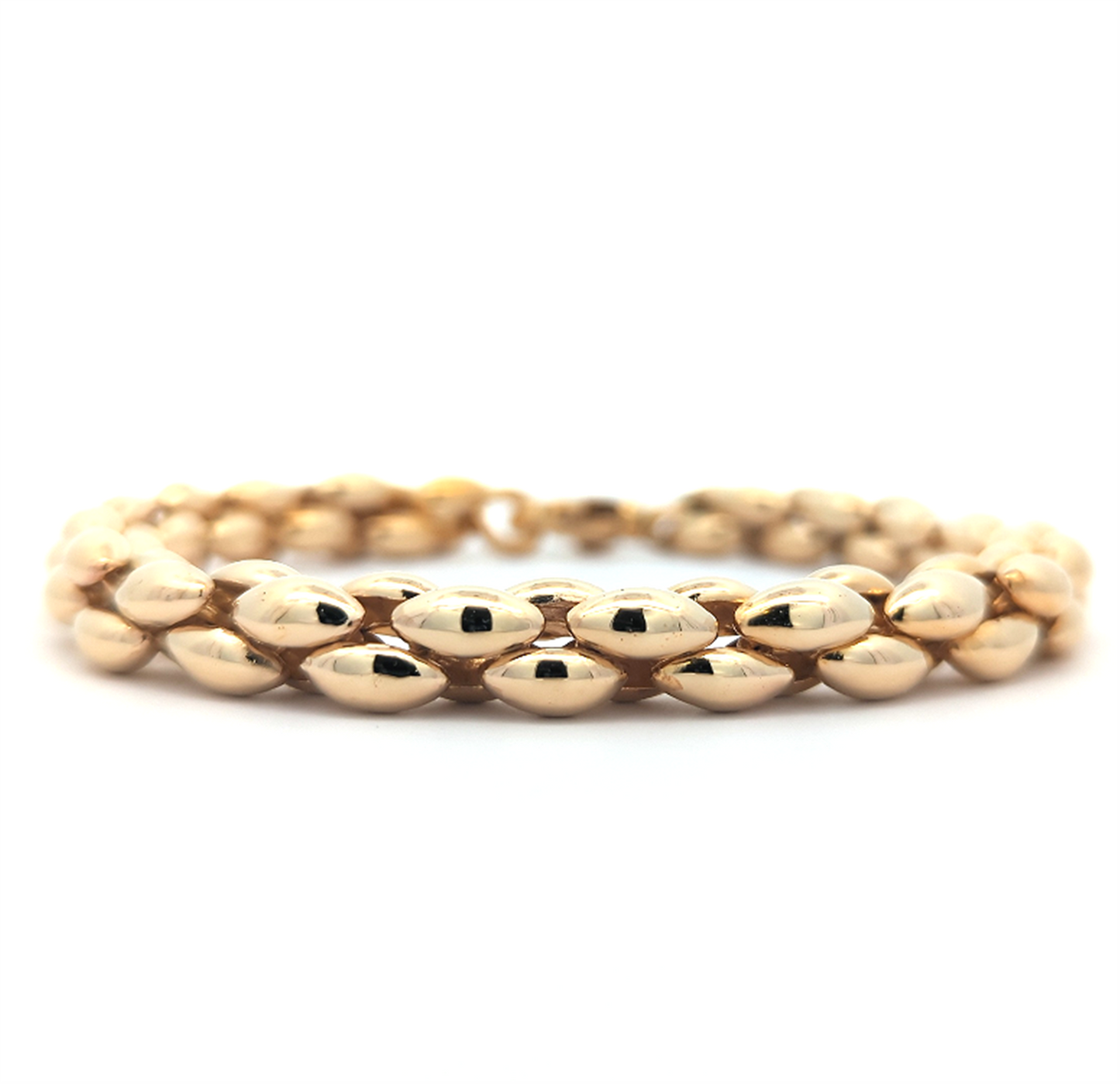 14KT Yellow Gold 9" Round Puffy Link Estate Bracelet