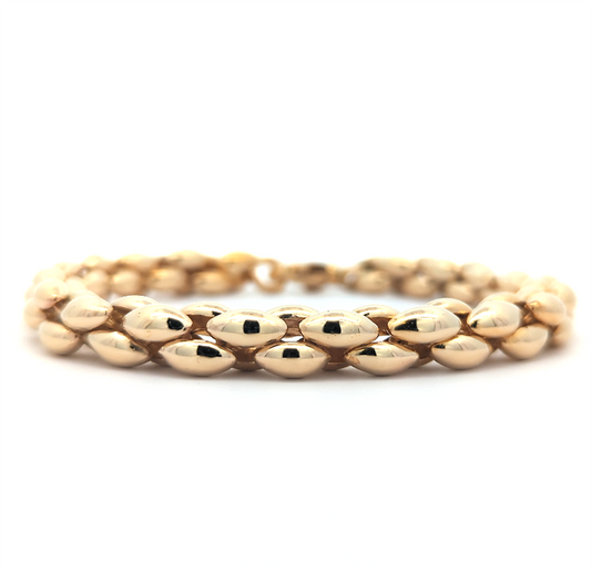 14KT Yellow Gold 9" Round Puffy Link Estate Bracelet