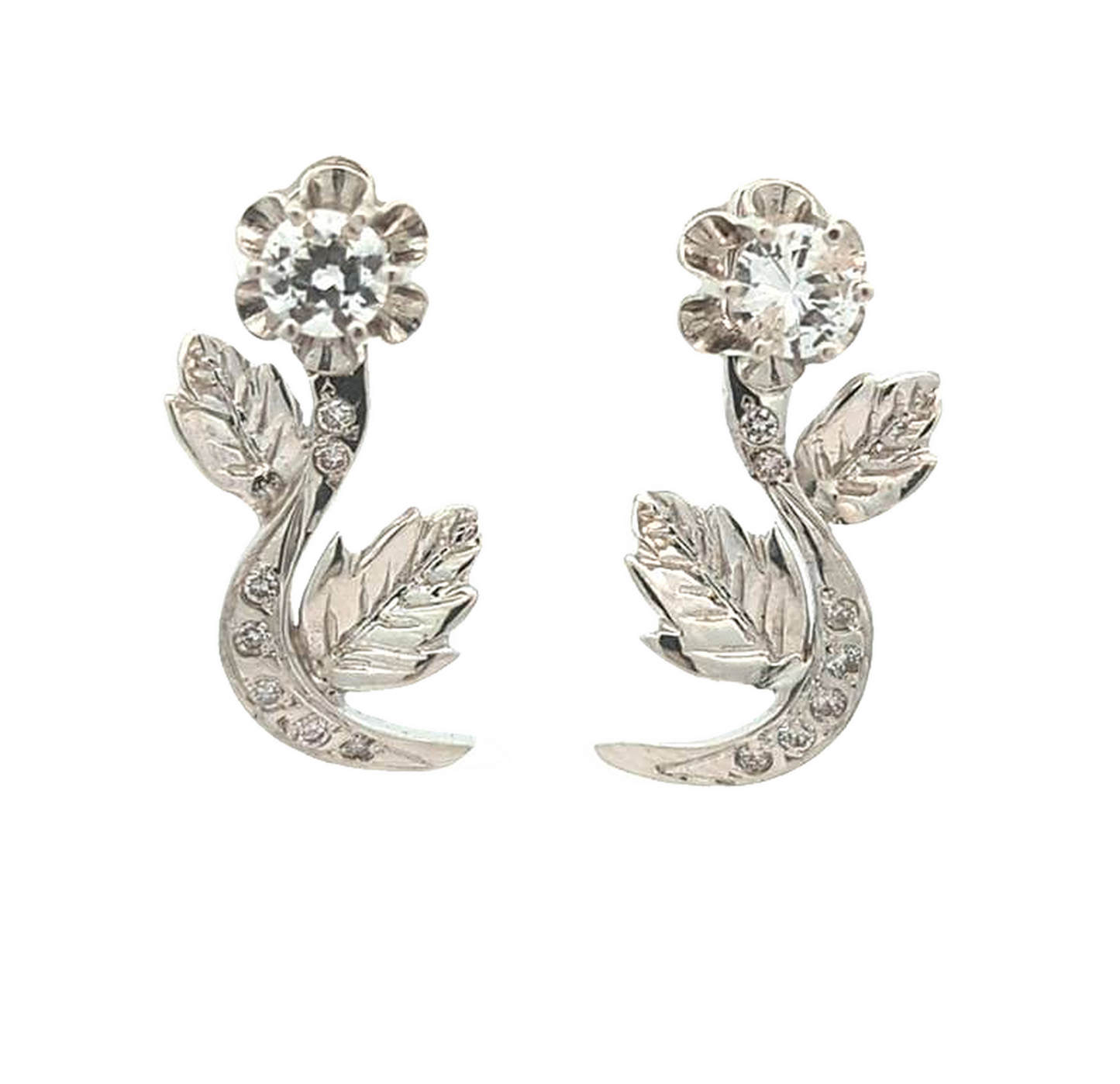 18KT White Gold 1.01ctw Diamond Estate Earrings