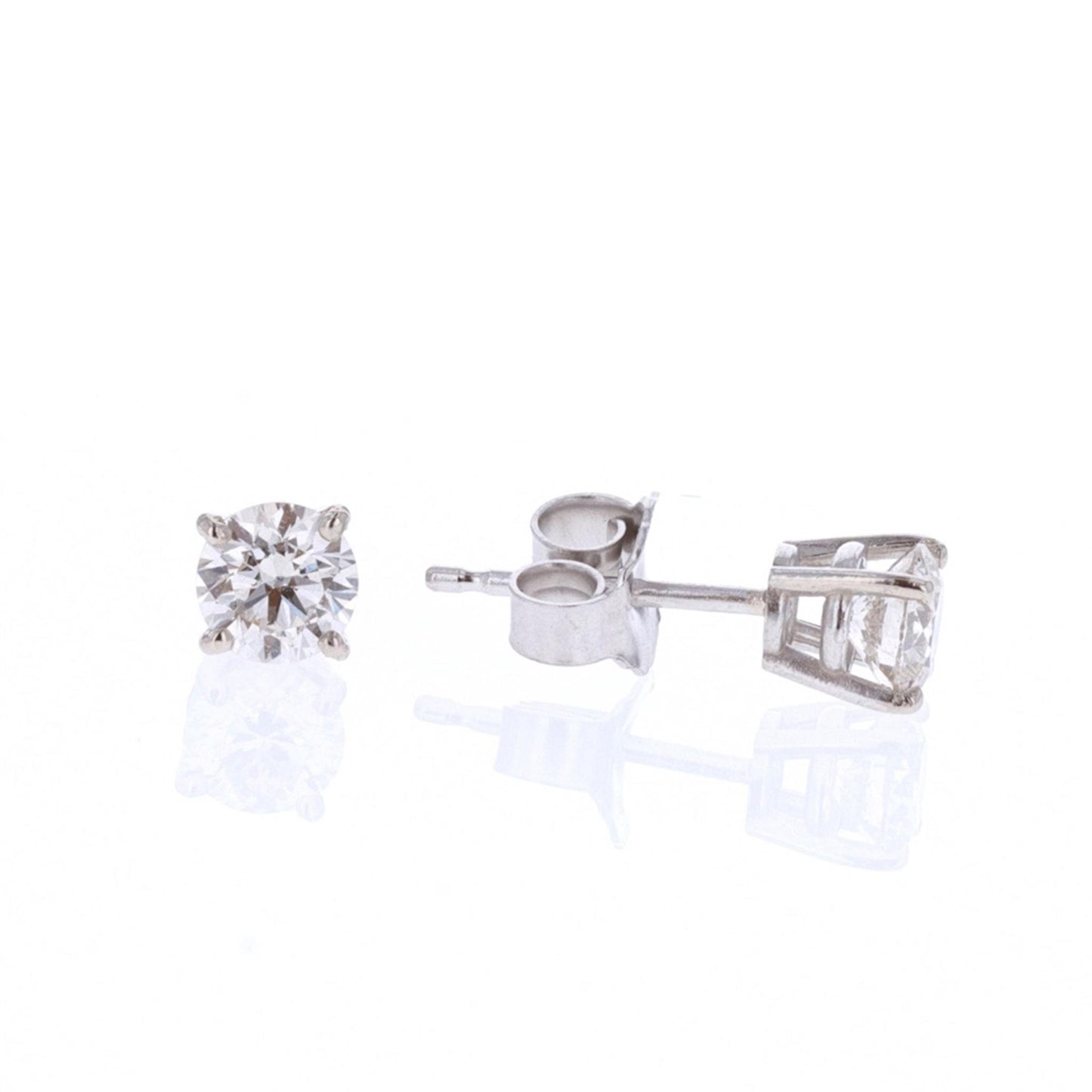 14KT White Gold 0.89ctw Diamond Estate Stud Earrings