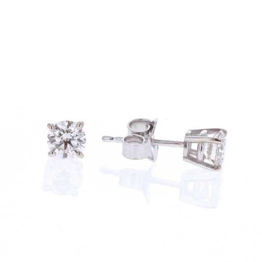 14KT White Gold 0.89ctw Diamond Estate Stud Earrings