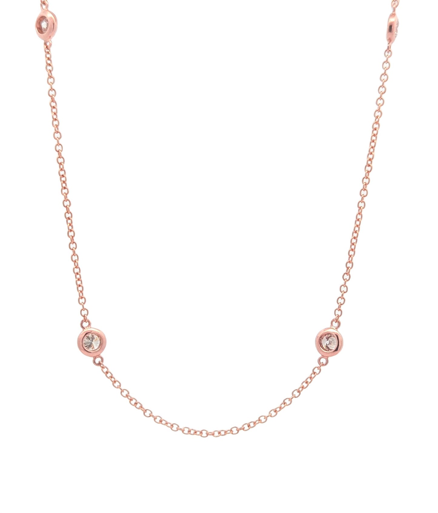 18KT Rose Gold 1.00ctw Diamond by the Yard Estate 17" Necklace